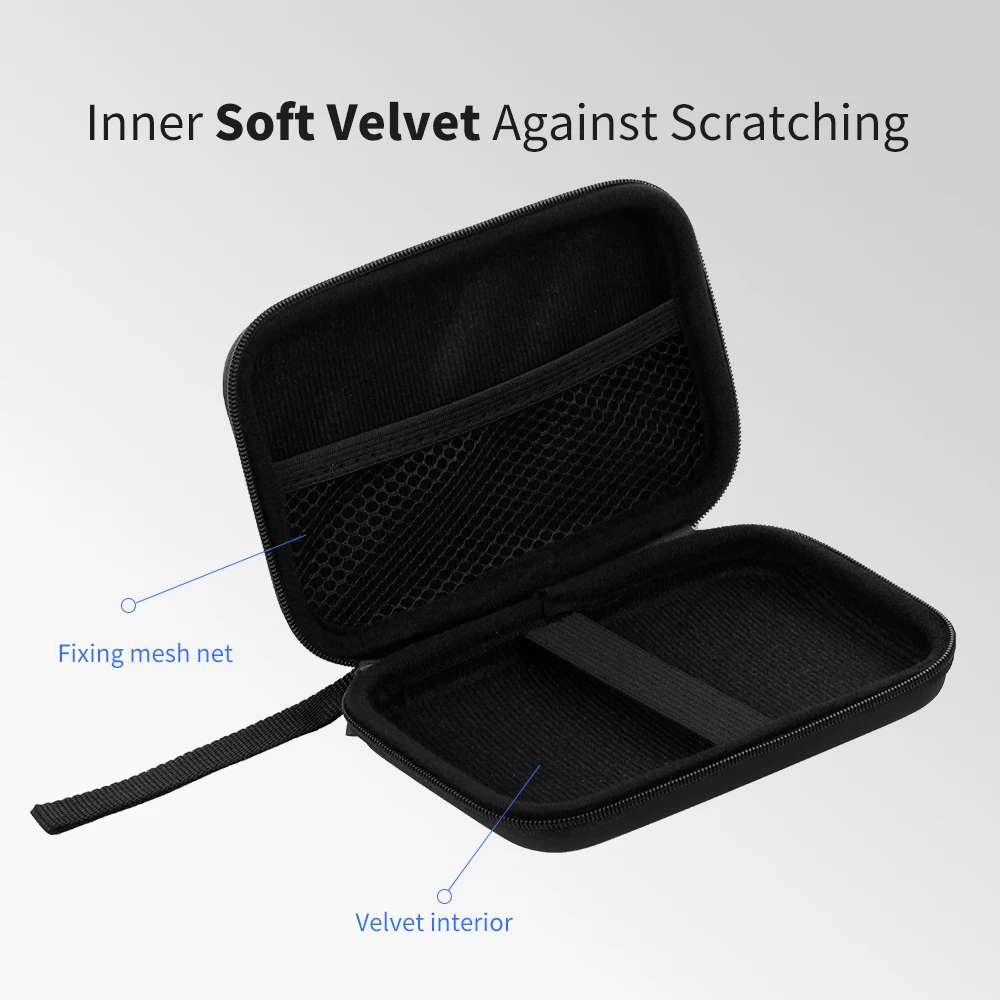 Custodia per disco rigido esterno Custodia in EVA antiurto HDD da 2,5 pollici con tasca in rete e custodia da trasporto in tessuto interno morbido per uso in ufficio