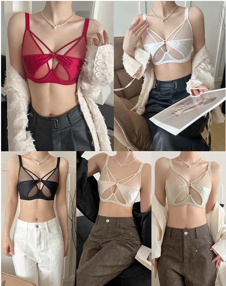 حمالات صدر MOYISU الفرنسية للتخسيس تقلل من الملابس الداخلية الحمراء ذات الصدر الكبير، ودعم علوي مضاد للترهل مع أسلاك فولاذية ناعمة وتصميم نحيف