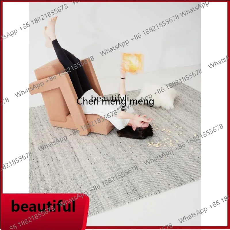 F132  Wool hand-woven glue-free plain color gray carpet living room coffee table blanket floor heating available X