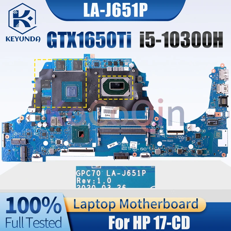 For HP 17-CD Notebook Mainboard LA-J651P SRH84 i5-10300H GTX1650Ti N18P-G62-A1 L92729-001 Laptop Motherboard