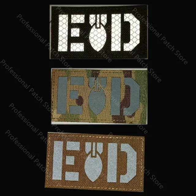 PVC EOD Infrared IR  Patches Bomb Hook Patch Reflective Emblem Appliques Armband Military Patches Badges