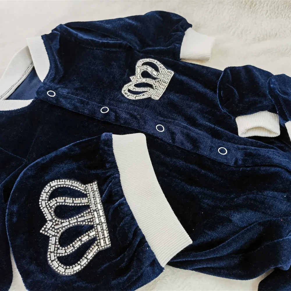 Dollbling Newborn Baby Girls Velvet Romper Winter Christmas Crown Outfit Long Sleeve Bodysuit Winter Clothes for Photo Shoot