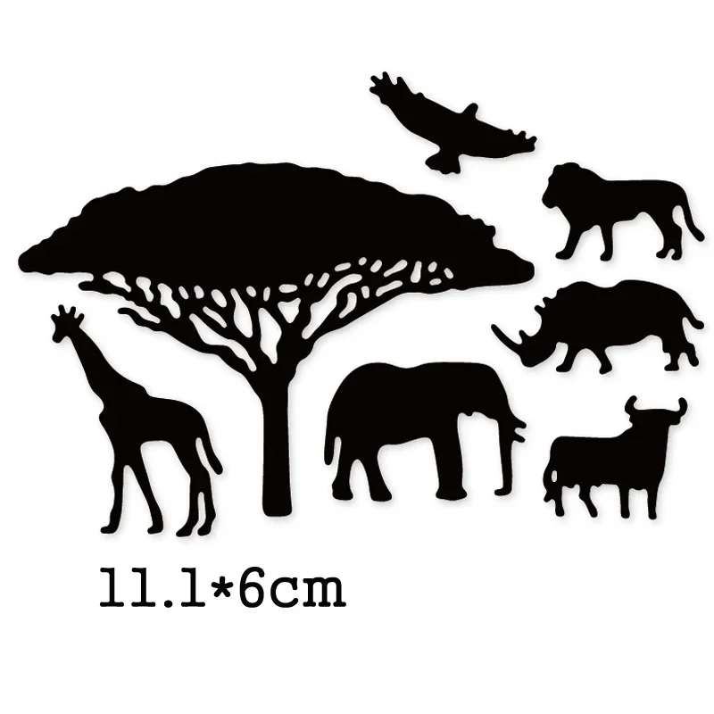 African animals Tree Metal Cutting Dies 2024  new Crafts Stencil For DIY Scrapbooking Paper/photo Cards Embossing Die