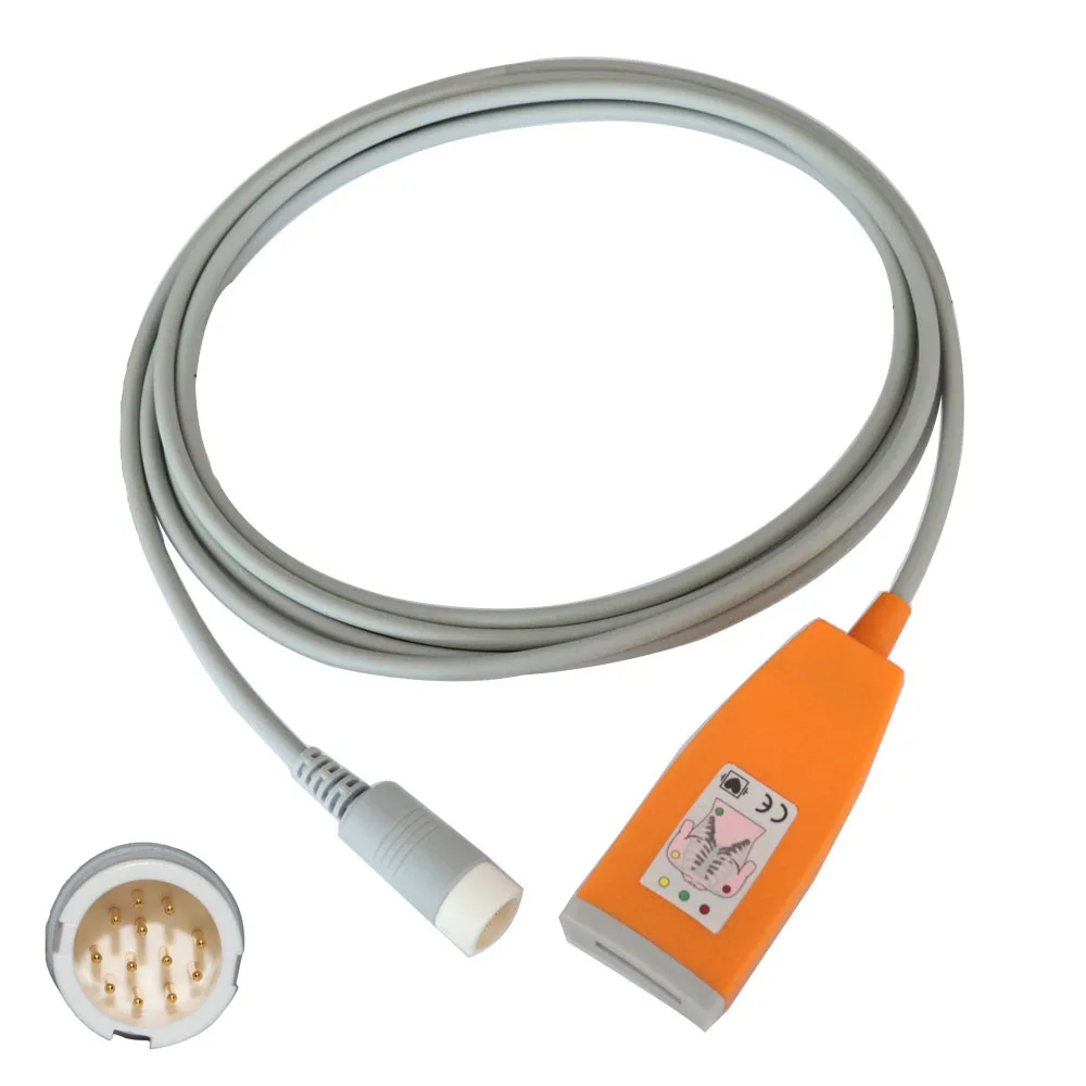 3-lead Trunk cable , AAMI & IEC label included . Round 12PIN ,with resistance