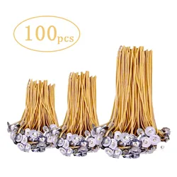 100Pcs/Bag Beeswax Candle Wicks 9-20cm Pre-Waxed by Natural Soy Wax Cotton Wicks Candle Making Supplies 3 Types Wicks with Bases