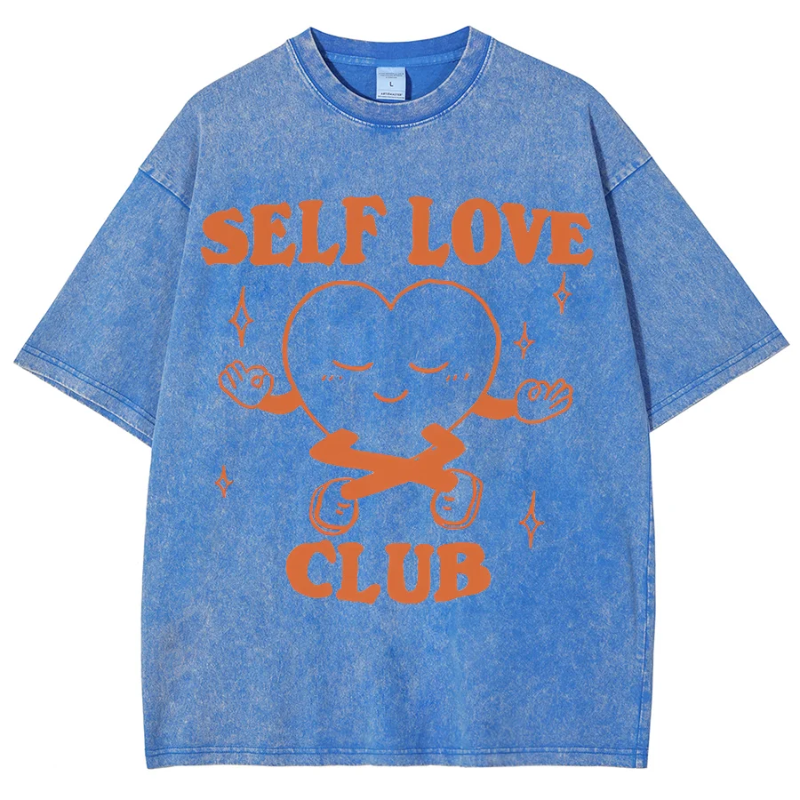 Fashion Loose T-Shirt Retro Round Neck Pullover Lines Cartoon Love And Letter Printing Designer New Trendy Short Sleeves