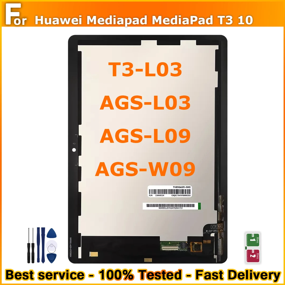 Pantalla táctil lcd para Huawei Mediapad MediaPad T3 10, AGS-L03, AGS-L09, AGS-W09, reemplazo, 100% de prueba
