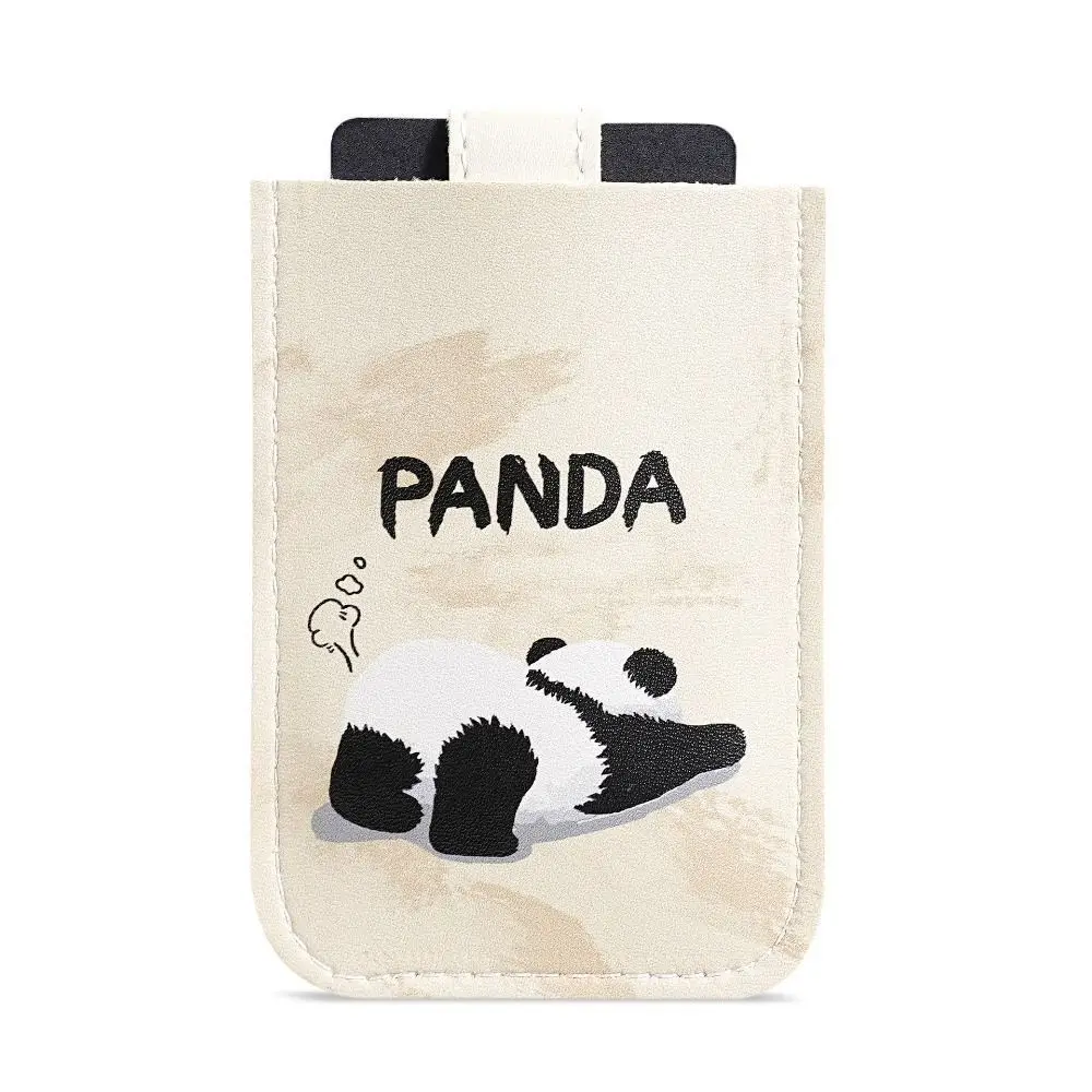 PU Leather Pull Out ID Cards Holder Waterproof Ultra-thin Hasp Multi-Slot Card Bag Letter Printed Pouch Panda Printed Coin Purse