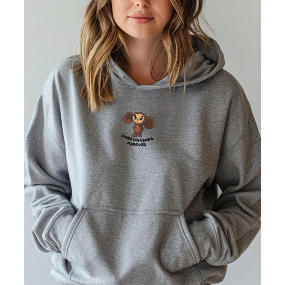 Cheburashka Forever Hoodie Russian Cartoon Pullover Long Sleeve Street Fashion Streetwear Sportswear  Clothes