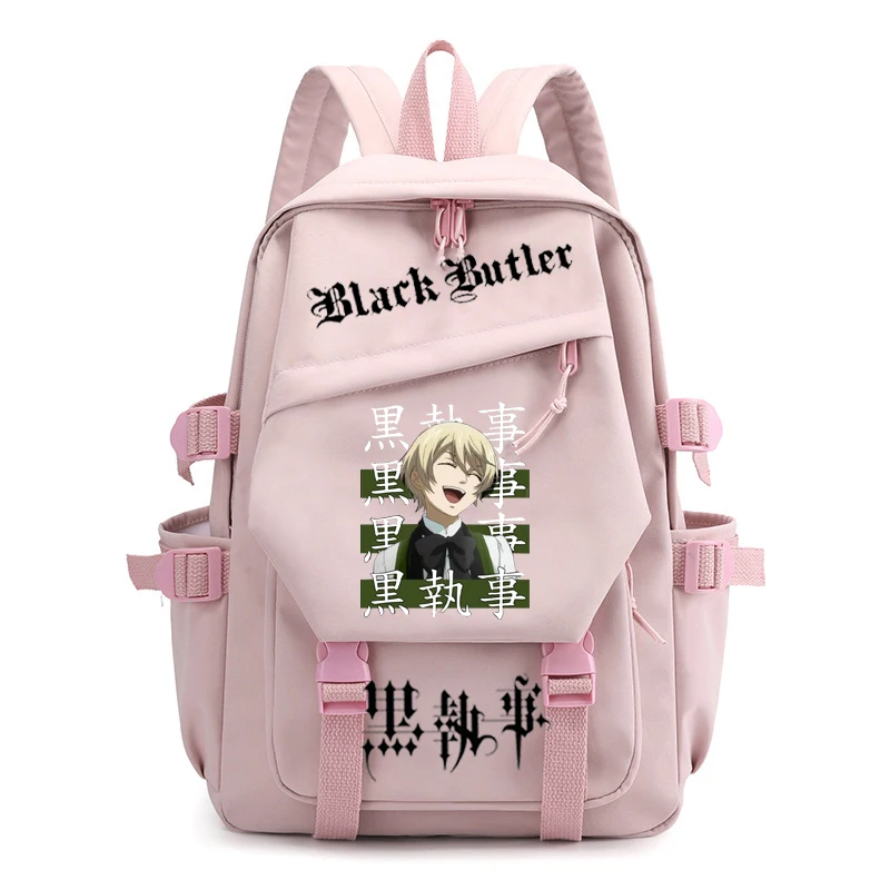 Women's Waterproof School Backpack Black Butler Teen Girls Shoulder Bag Travel School Bag