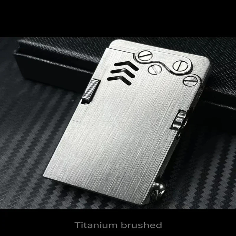 Handmade Titanium Metal Mechanical Fuel Gasoline Antique Pipe Arm Lighter 75g