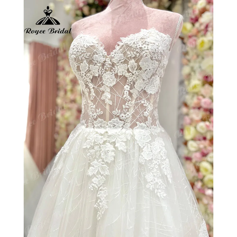 Luxury Lace Appliques Wedding Gown for Women 2024 Off Shoulder Sexy Bridal Gown Custom Made vestido para boda playa Roycebridal