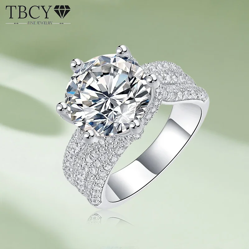 TBCYD 5CT D Color Moissanite Diamond Solitaire Ring For Women GRA 925 Sterling Silver Luxury Wedding Band Party Fine Jewelry