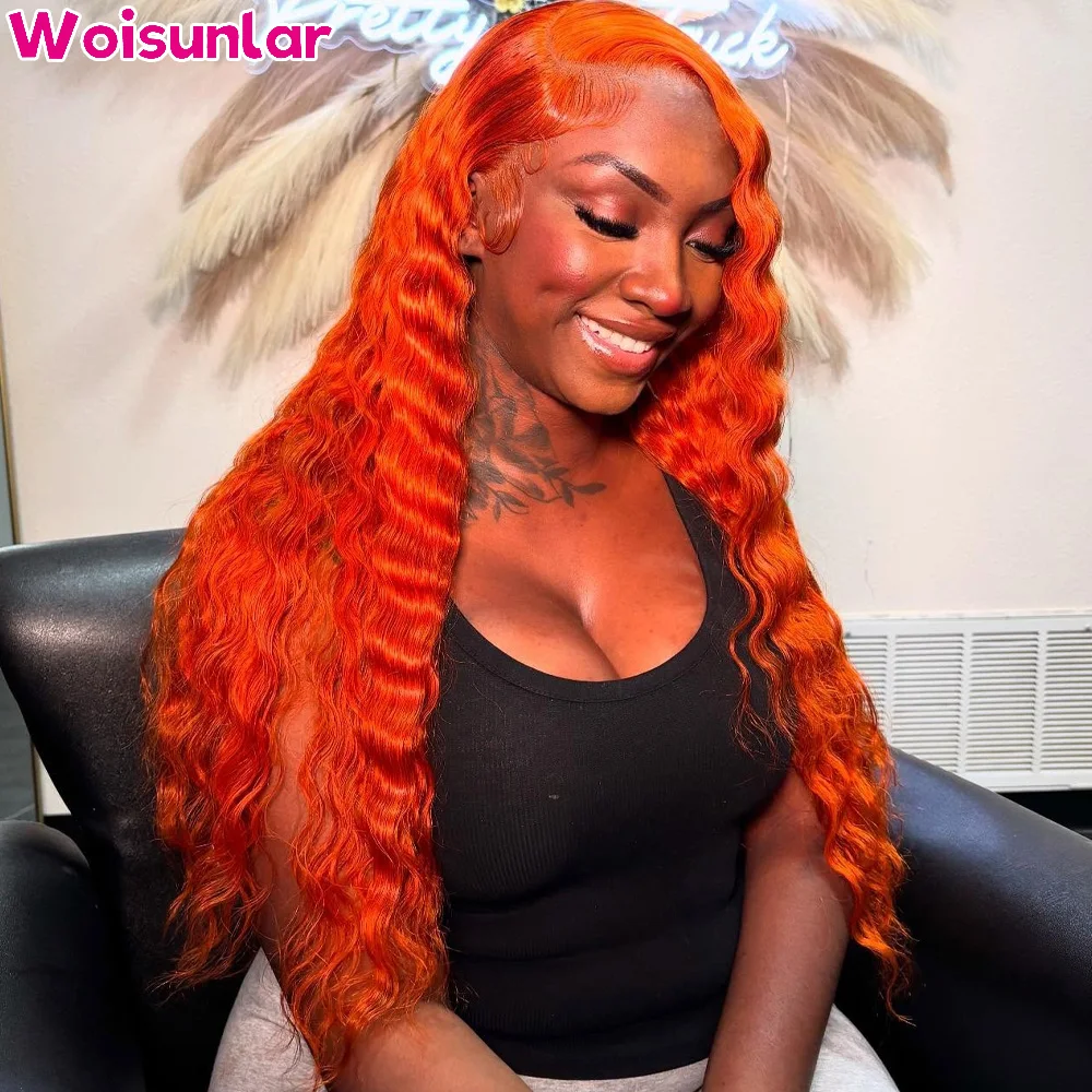 

Orange deep curly Lace Front Wigs human hair 13x4 13x6 Transparent Lace Front Human Hair For Women 180% Human Hair Wigs 100%