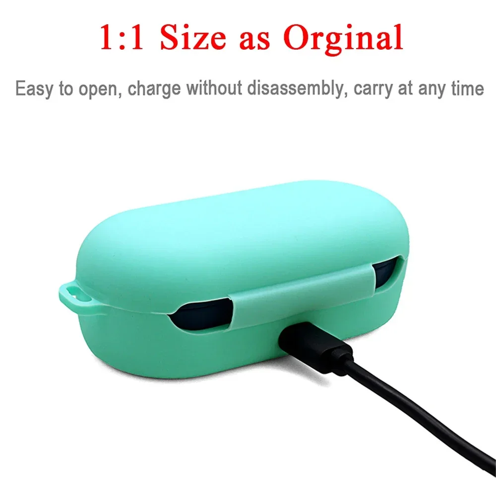 Protective Washable Dustproof Shockproof Silicone Case Skin Cover Bag for Bose Sport Wireless Earbuds With Carabiner Keychain