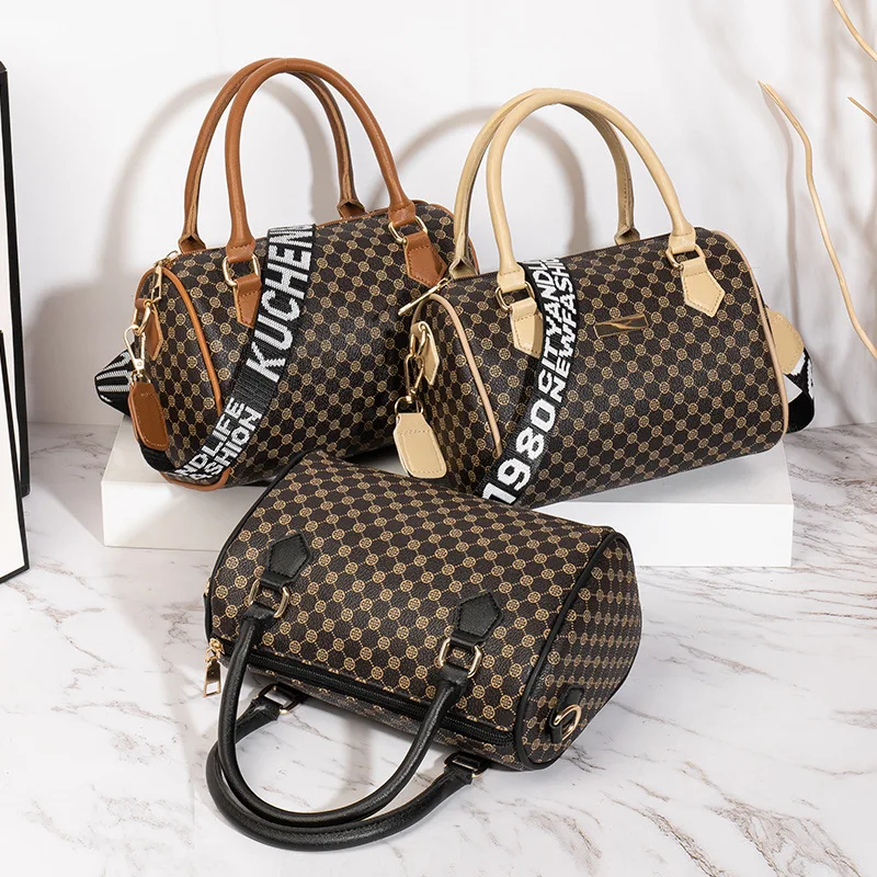 New Checkered Women\'s Bag Handbag Shoulder Bag Boston Women\'s Bag Handbag