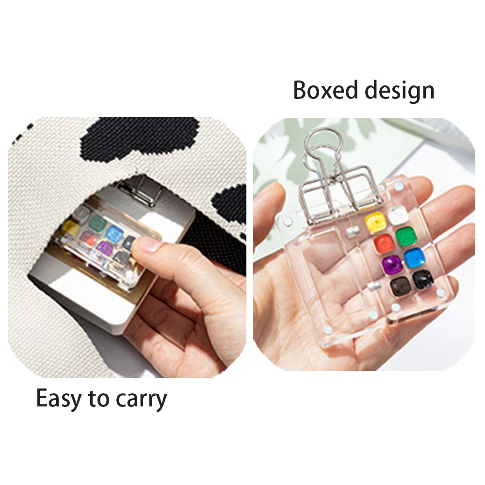 Transparent painting color panel, mini color boxes are convenient to carry with you, outdoor sketch watercolor and oil painting