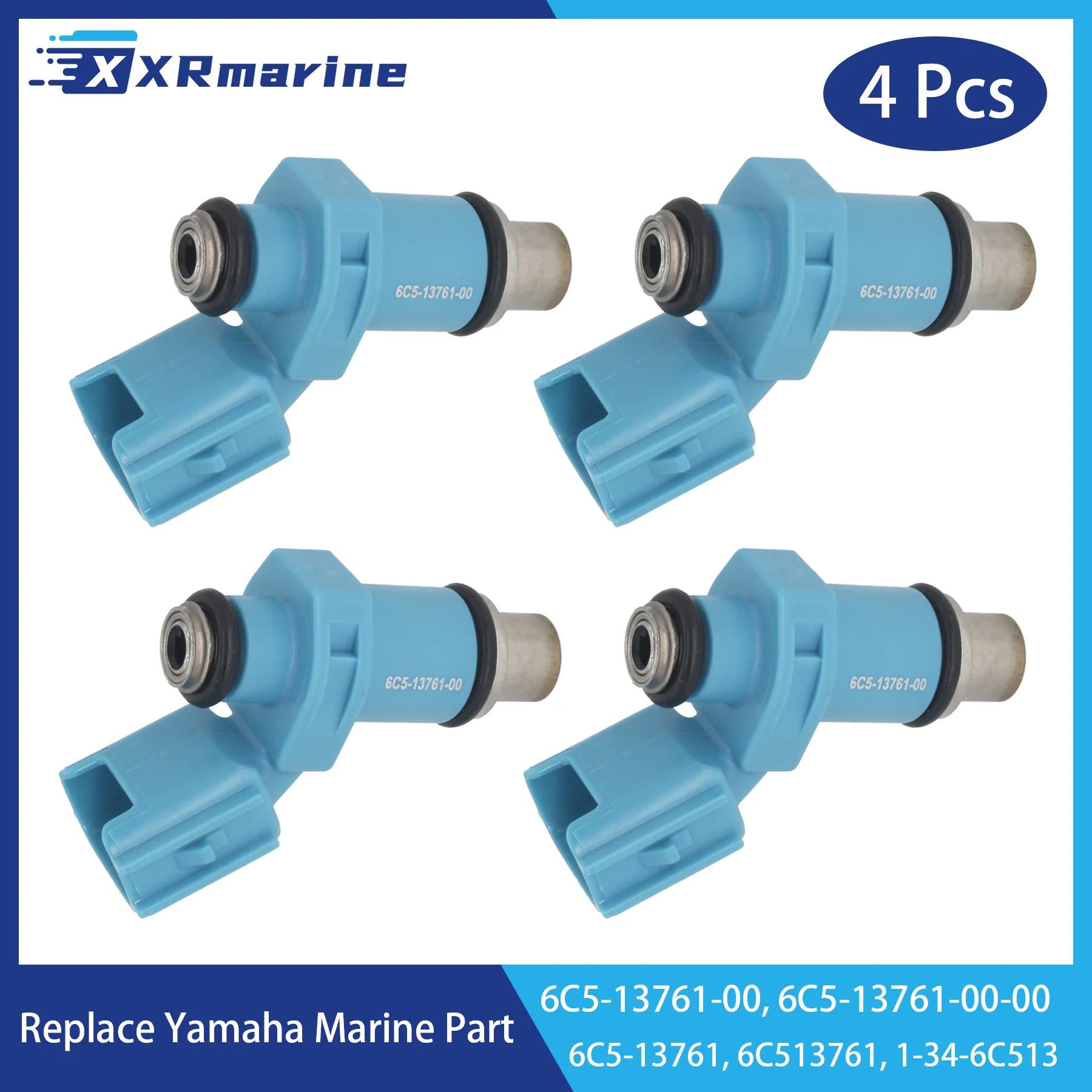 

4 Pcs Fuel Injectors 10 Holes 6C5-13761-00 for Yamaha 2 4 Stroke FT F T 40 50 60 70 HP Outboard Engine 6C5-13761-00-00 6C5-13761