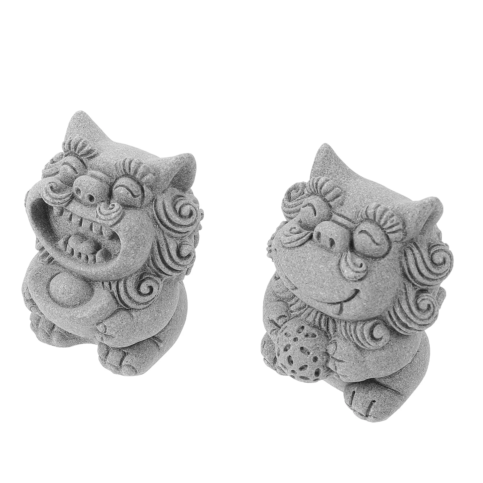 

1Pair Mini Lion Statue Decorative Lion Ornaments for Home Office Garden Desktop Tabletop Decoration Good Fortune