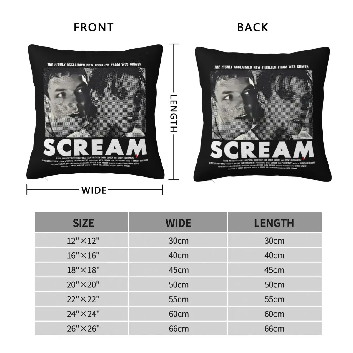 Retro Horror Scream 1996 Square Pillowcase Polyester Linen Velvet Creative Zip Decor Room Cushion Cover Wholesale