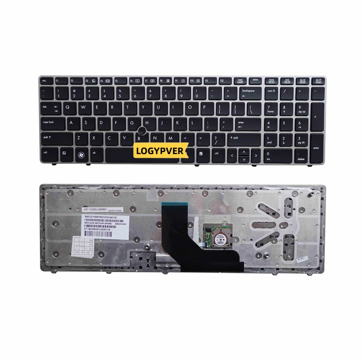 لوحة مفاتيح HP EliteBook 8560p 8570P 8560B 6560b 6565b 8770W 8760W 8760P 6570b لأجهزة الكمبيوتر المحمول باللون الأسود والفضي