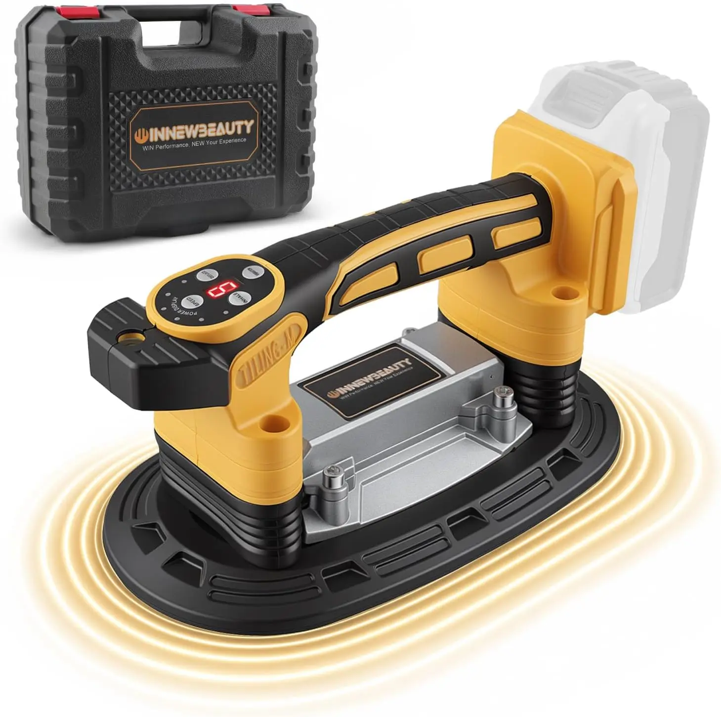 9-Speed Adjustable Tile Installation Leveling Machine, Cordless Suction Cup Tiling Vibrator with Max 250kg Suction, Compatible with 20V Battery (Battery Not Included), for Floor and Wall Tiles