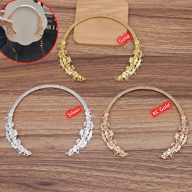 BoYuTe (5 Pieces/Lot) Dual-Use Headpiece Pattern Collar Neckring Metal Choker Blank Base DIY Necklace Headpiece Making Component