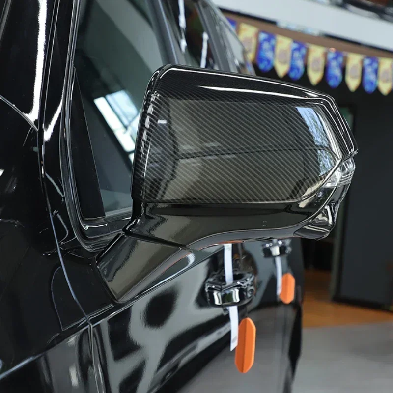 

Car Accessories ABS Carbon Fiber Car Rear View Mirror Cap Rearview Mirror Cover Trim Sticker For Cadillac Escalade 2021-2023