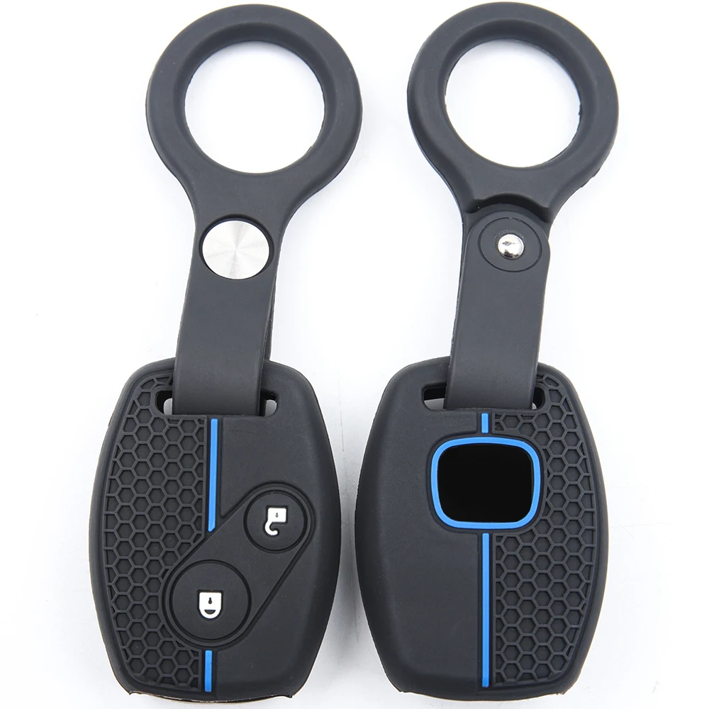 For Honda Accord Element Pilot CR V HR V City Jazz Odyssey Civic Protective Silicone Remote Key Case Lanyard Key Ring