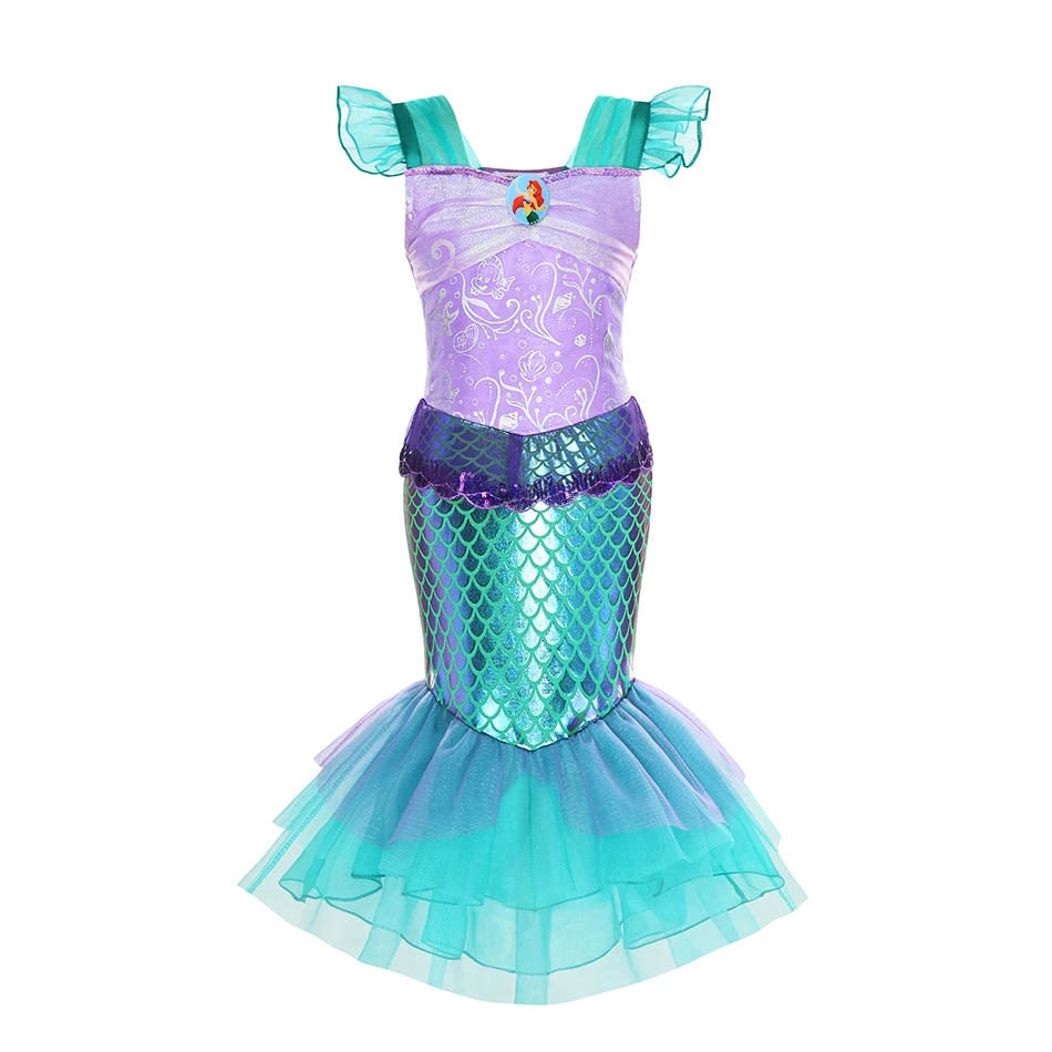 2025 Little Mermaid Disguise Outfit Girl Cosplay Costume Princess Dress Summer Fancy Toddler Birthday Party Siren Robe