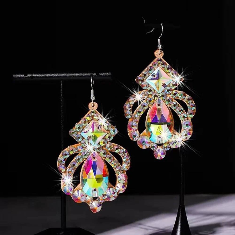 Stonefans Rhinestone Drop Earrings for Women Boho Belly Dance Accessories Statement Dangle Trending Earrings Jewelry Gift