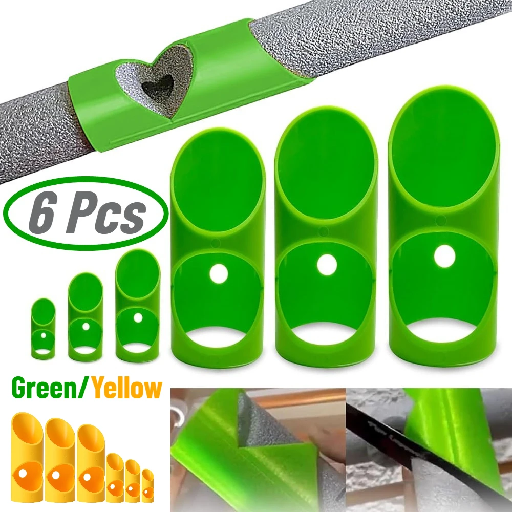 

6 шт., резак для изоляции труб из пенопласта, зеленый/желтый инструмент, направляющая для резки, зажим для дома, промышленности, коммерческие места, универсальное приспособление