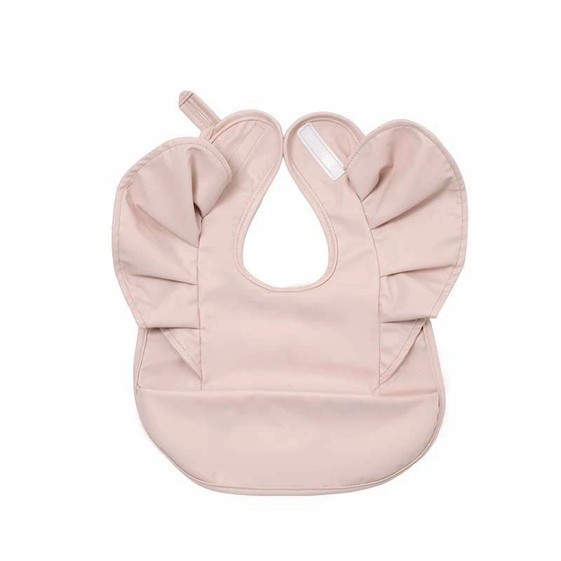 Baby PU Waterproof Bib Food Bag With Angel Wings Children Food Supplement Anti-dirty Saliva Pocket Baberos Bebé Solid Color Bibs