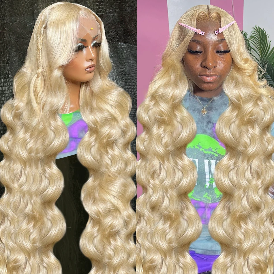 

34 Inch 613 HD Lace Frontal Wig 13x6 Body Wave Honey Blonde Colored Human Hair Wigs Water Wave Brazilian 200 Density For Women