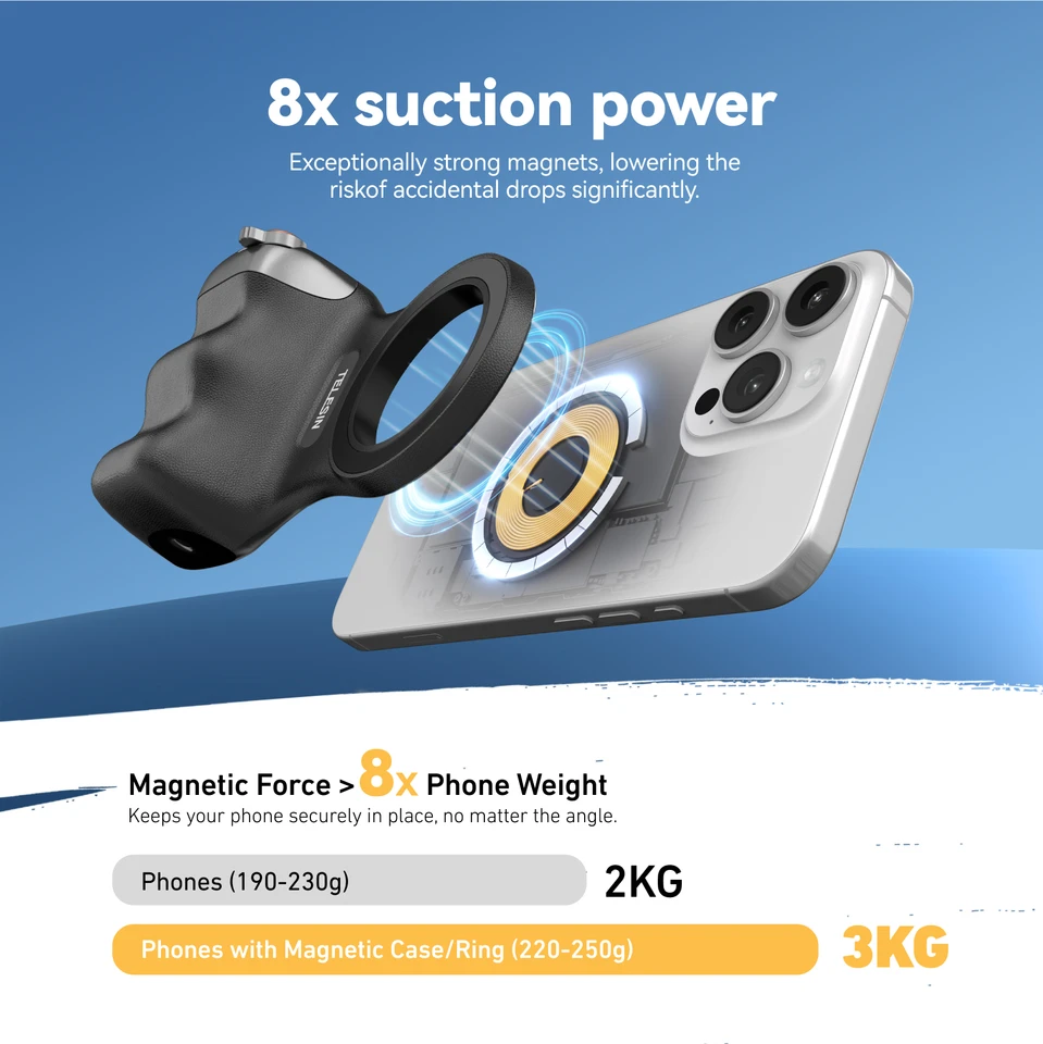 TELESIN Fun Shot Magnetic Grip スマホ用 TELESIN Fun Shot Phone Camera Shoot Hand Grip Magnetic Phone