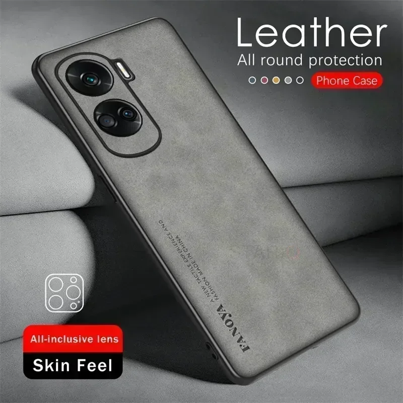 Honor90 90lite Luxury Sheepskin Leather Case For Huawei Honor 90 Lite 5g Camera Protect Men Retro Back Cover On Honor90lite