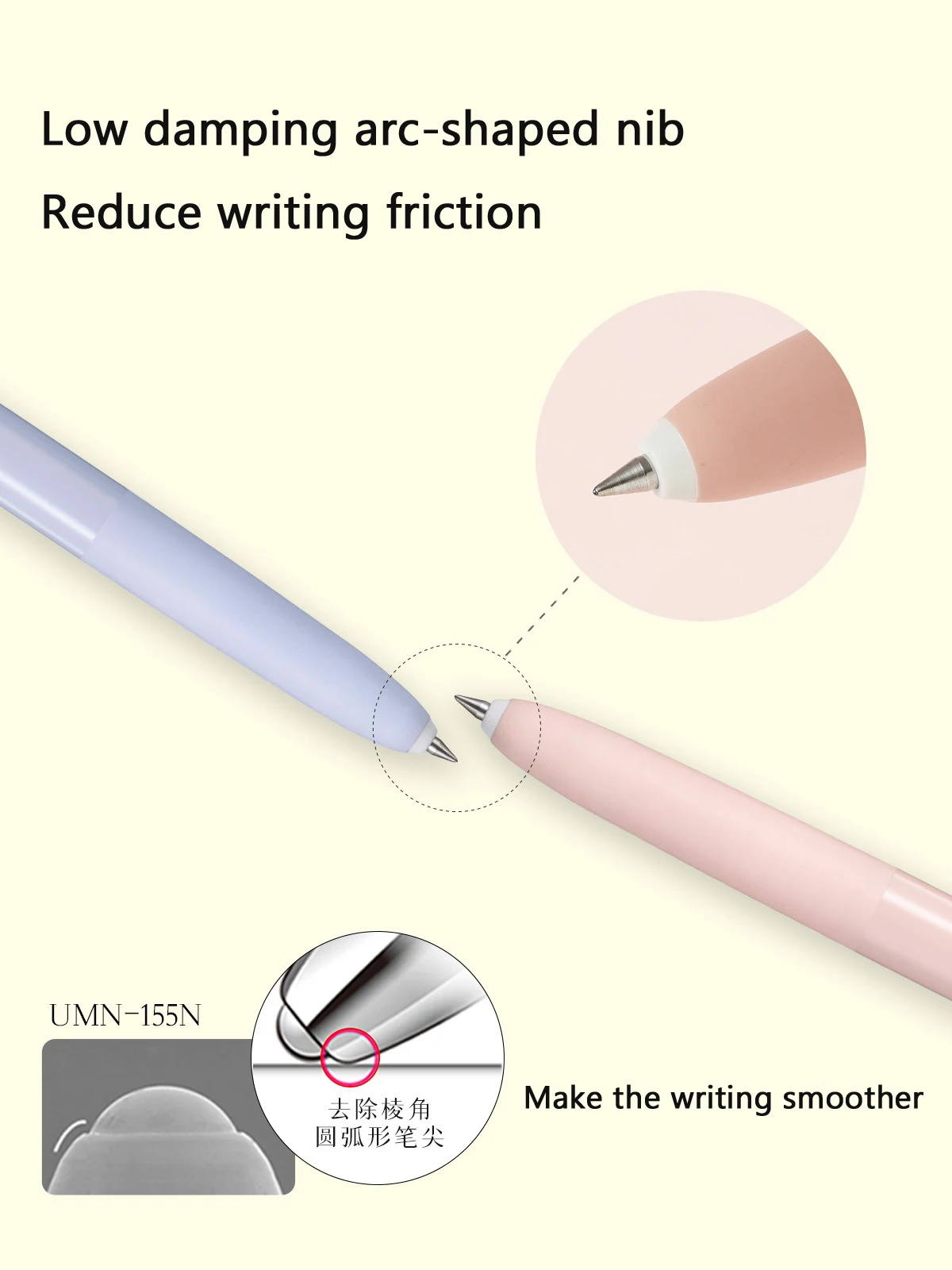 قلم جل معكرون Uni UMN-155NC Signo 0.5 أسود ناعم للكتابة/مقاوم للماء/توقيع سريع الجفاف Stylo مكتب المدرسة اليابانية القرطاسية