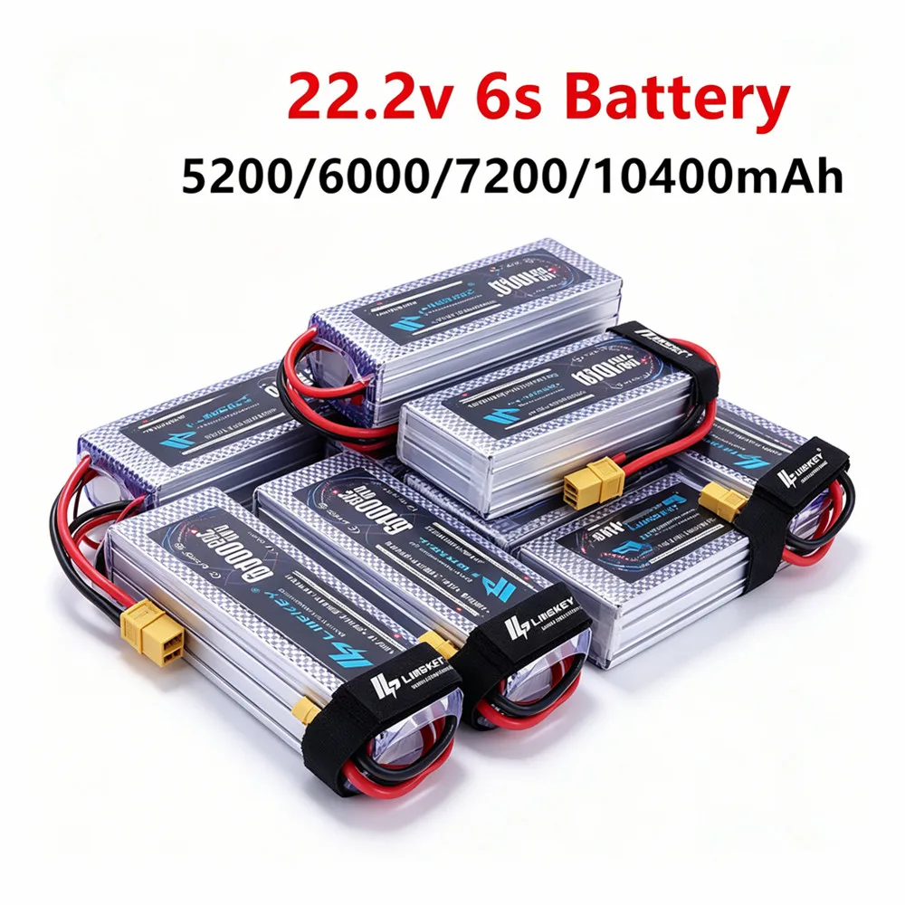 6S LIPO Battery 22.2V for RC Airplane Quadrotor - Selectable Capacity 5200mAh 6000mAh 7200mAh 10400mAh for Aircraft Car Drone
