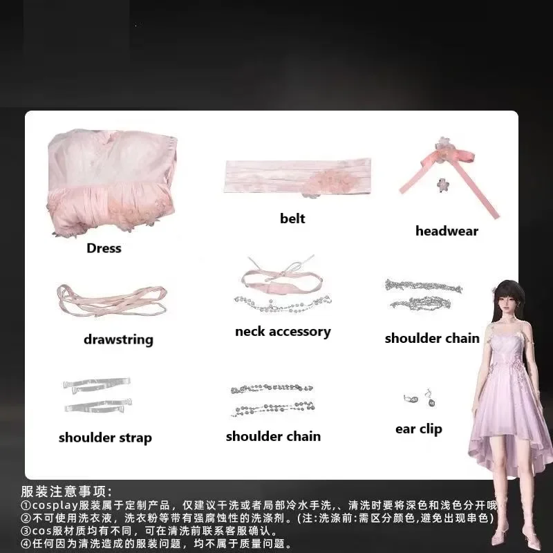 Disfraz de Personaje del Juego Love And DeepSpace 2026, Vestido Rosa con Peluca, Diseño de Flores Primaverales para Halloween, Carnaval y Fiestas