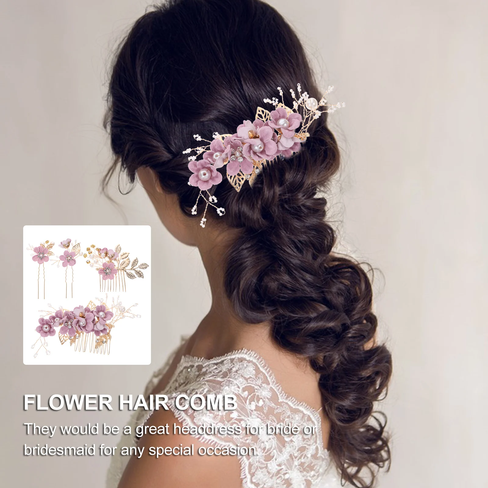 

4Pcs Bridal Beautiful Flower Comb Accessories Wedding Hair Accessories Blue Wedding Bridesmaid Decor Hair Tools