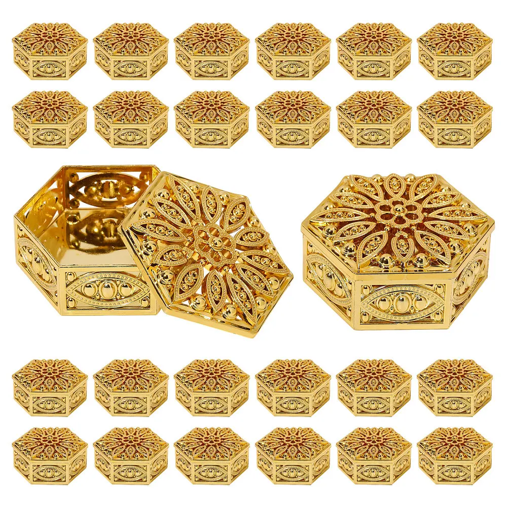 36 Pcs Boxes Bulk Gold Hollow out Box Decorative Containers Golden Box for Wedding Housewarming Christmas