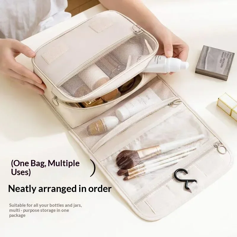 Tragbare Toilettenartikel-Tasche mit Haken, multifunktional, wasserdicht, abriebfest, mehrschichtig, großes Fassungsvermögen, Kosmetiktasche. – Detail 3