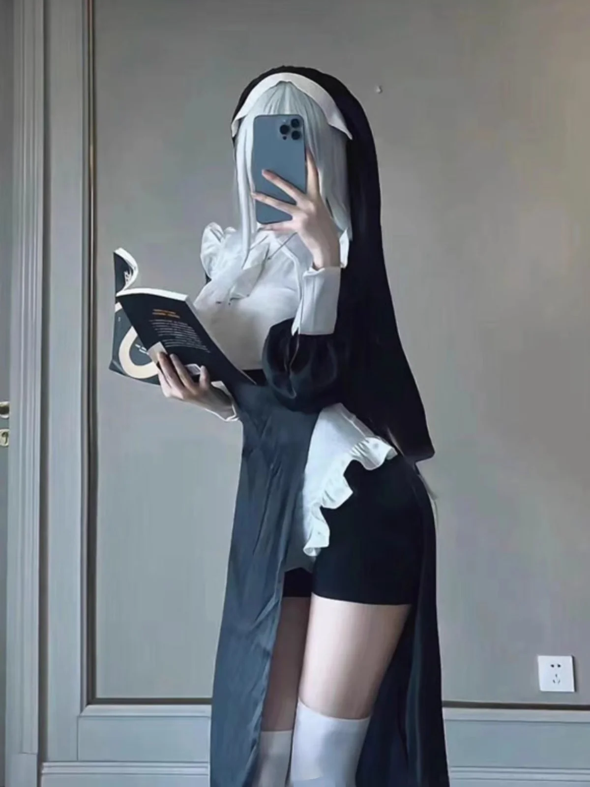 Lolita Sle loween Nun Costume Women's Performance Clothes Transformative Outfit Carnival Stage Costume Polyester Fiber