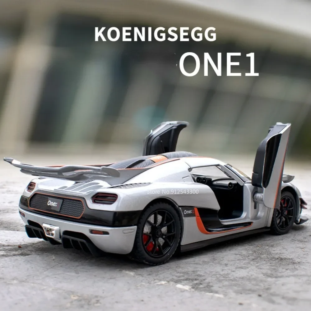 1/24 Koenigsegg One1 Alloy Model Car Toy Diecast with Sound Light Pull Back Simulation Scale Model Car Toy for Boy Birthday Gift