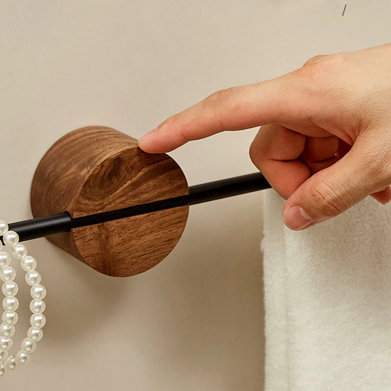 Towel Bar No Drilling Wood Towel Holder Bathroom Shelves Bathroom Organizers Towel Hang Kitchen Storage Rack toalleros