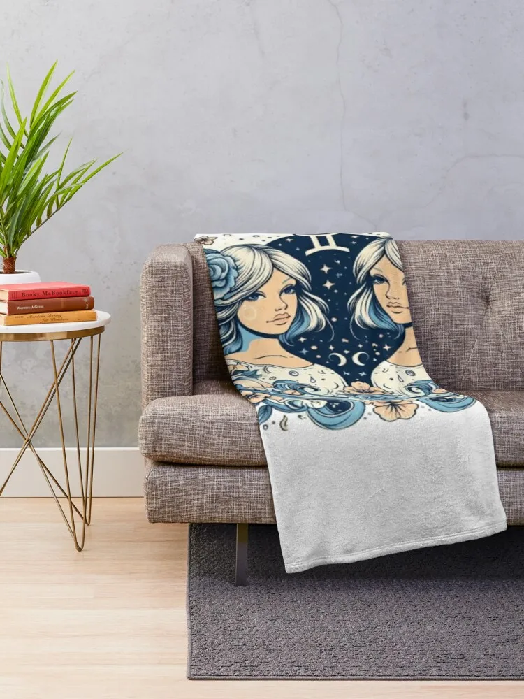 Celestial Duplicity: The Gemini Symbol in Harmony Throw Blanket christmas decoration Stuffeds blankets ands wednesday Blankets