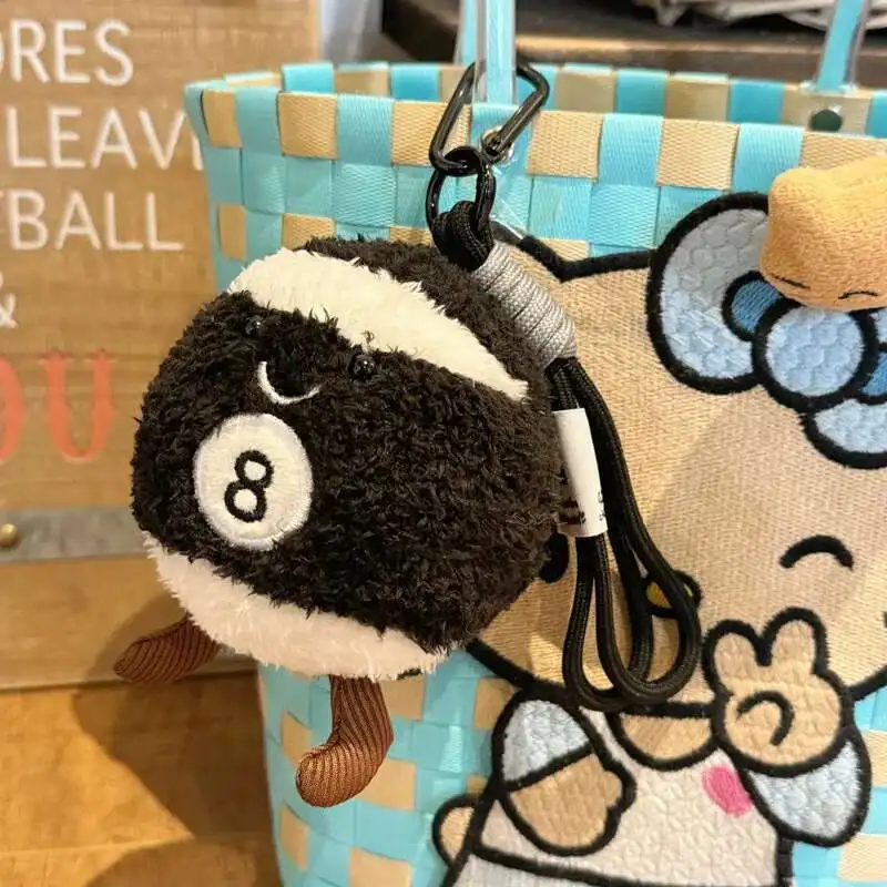 10cm Billiards Plush Pendant Table Ball Keychain Creative Dopamine Color Billiards Keychain Lucky Black No.8 Key Ring Doll