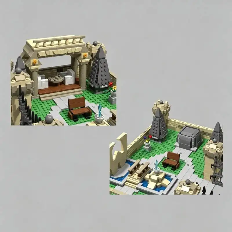 1539PCS Gothic Memorial Garden Building Block Mansion Courtyard Architecture Model DIY Assembly Creative Collection Display Gift