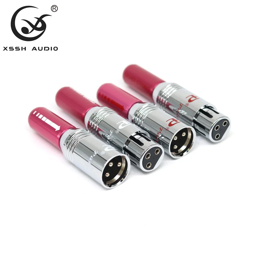 2 Pairs/4pairs Female Male 3 Pins XLR YIVO XSSH Audio DIY HIFI Microphone Red Shell Copper Plated Silver XLR Jack Plug Connector