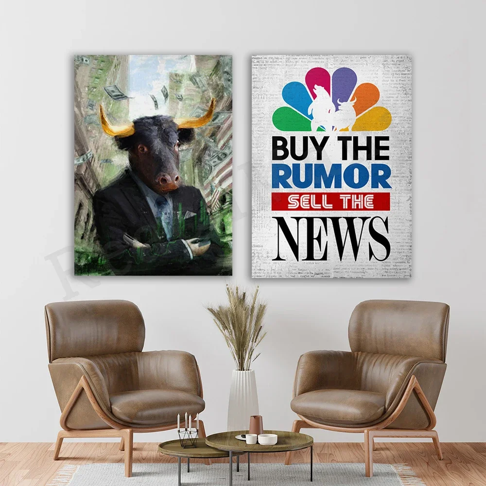 Buy The Rumor, Sell The News | Canvas Art | Wall Art | Office Decor | Investor | Stock Market | Bitcoin | Crypto | Day Trader